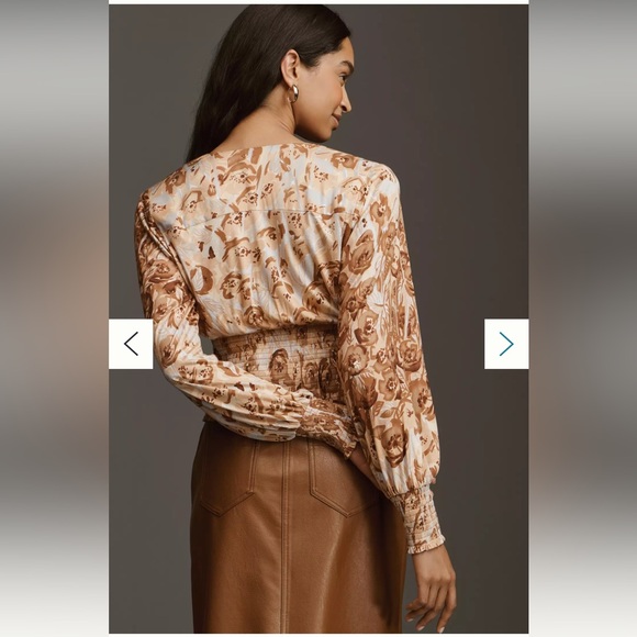 NWOT Anthropologie Tiny Valentina Long-Sleeve Printed Surplice Top, XS - Picture 4 of 11